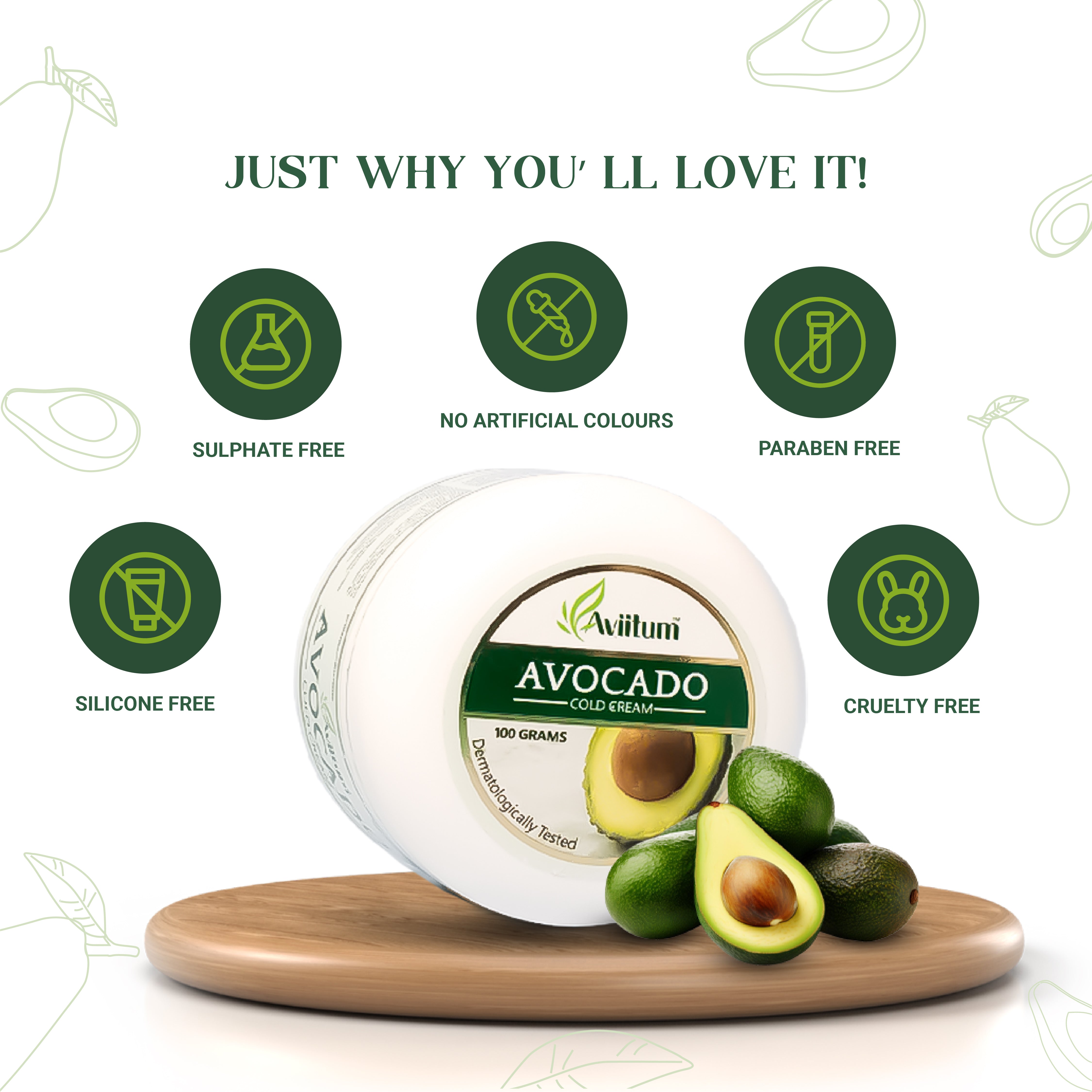 Avocado Cold Cream With Papaya Extracts 100gm