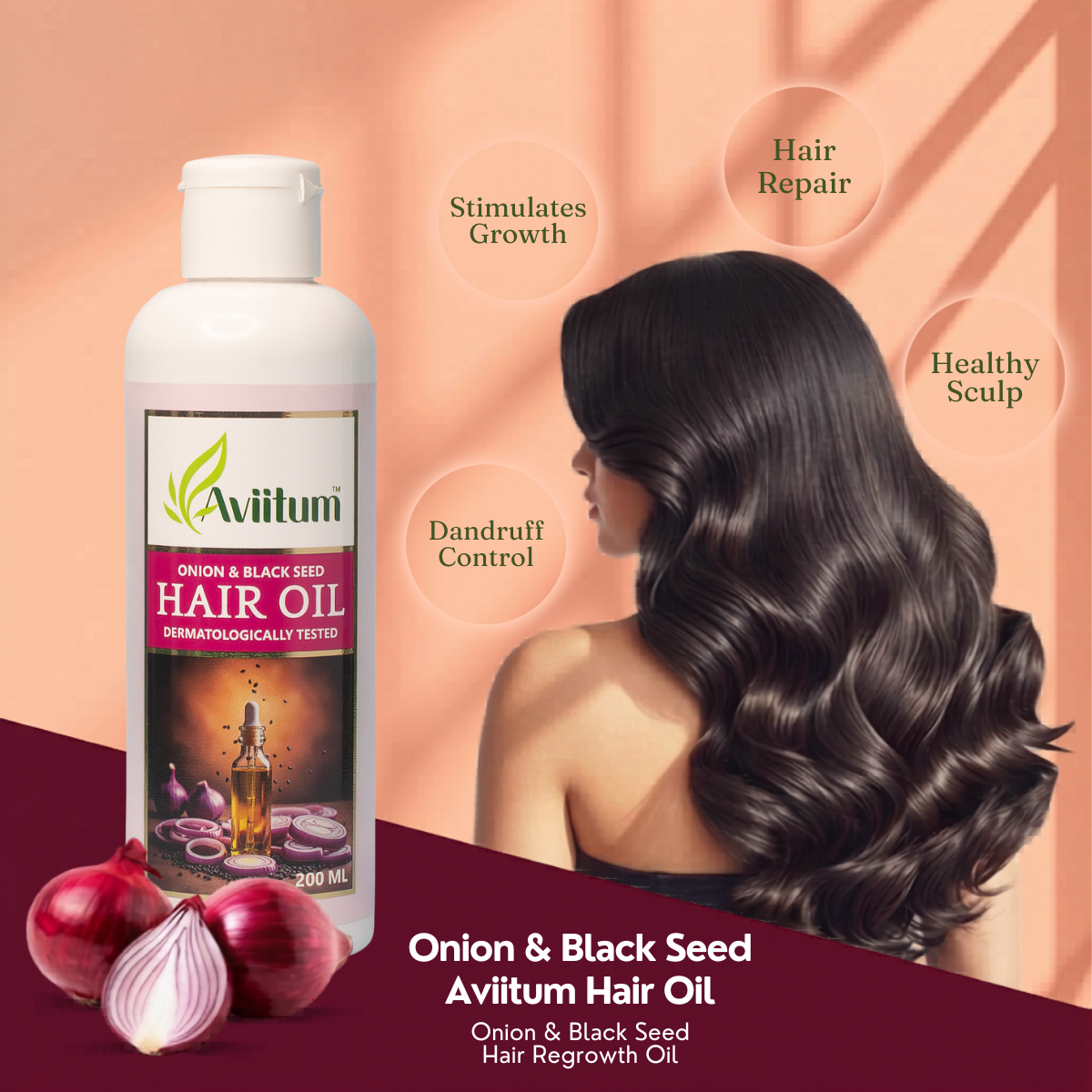 Advanced Hair Growth Oil | Onion & Black Seed Hair Oil | 200 ml